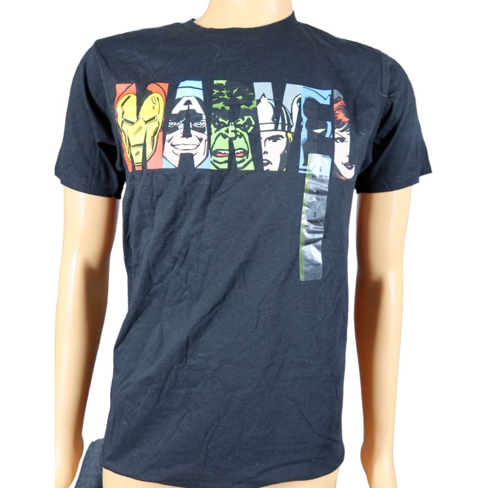 Marvel Logo Black T Shirt S New NWT Ironman Captain‎ America Hulk Thor
